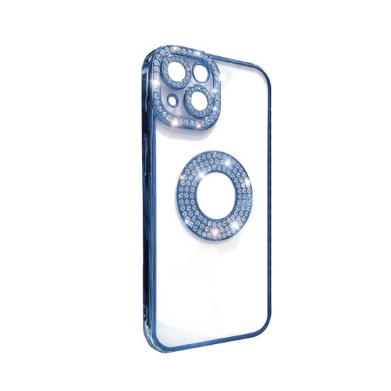 Capa de Silicone Suave com Design de Diamante para Apple iPhone 14 Azul